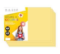 Folios De Colores A3 80g Para Impresoras y Manualidades, Papel Surtido Para Niños, Paquete Folios Colores Para Tarjetas, Escuela y Proyectos Creativos · m-office (250h, Crema)
