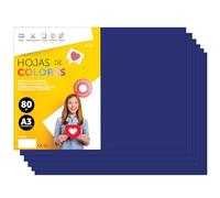 Folios De Colores A3 80g Para Impresoras y Manualidades, Papel Surtido Para Niños, Paquete Folios Colores Para Tarjetas, Escuela y Proyectos Creativos m-office (50h, Azul Oscuro)