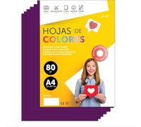 Folios De Colores A4 80g Para Impresoras y Manualidades · m-office (100h, Morado)