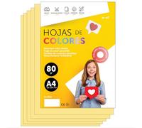 Folios De Colores A4 80g Para Impresoras y Manualidades, Papel Surtido Para Niños, Paquete Folios Colores Para Tarjetas, Escuela y Proyectos Creativos · m-office (100h, Crema)