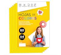 Folios De Colores A4 80g Para Impresoras y Manualidades, Papel Surtido Para Niños, Paquete Folios Colores Para Tarjetas, Escuela y Proyectos Creativos · m-office (250h, Amarillo Fuerte)