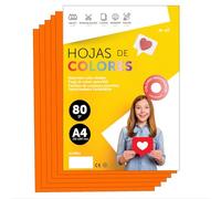 Folios De Colores A4 80g Para Impresoras y Manualidades, Papel Surtido Para Niños, Paquete Folios Colores Para Tarjetas, Escuela y Proyectos Creativos · m-office (100h, Naranja)