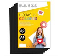 Folios De Colores A4 80g Para Impresoras y Manualidades, Papel Surtido Para Niños, Paquete Folios Colores Para Tarjetas, Escuela y Proyectos Creativos · m-office (250h, Negro)