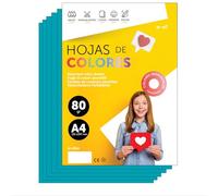 Folios De Colores A4 80g Para Impresoras y Manualidades, Papel Surtido Para Niños, Paquete Folios Colores Para Tarjetas, Escuela y Proyectos Creativos · m-office (100h, Azul Turquesa)