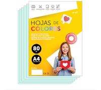 Folios De Colores A4 80g Para Impresoras y Manualidades, Papel Surtido Para Niños, Paquete Folios Colores Para Tarjetas, Escuela y Proyectos Creativos · m-office (100h, Azul Claro)