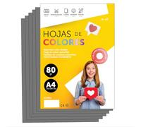Folios De Colores A4 80g Para Impresoras y Manualidades, Papel Surtido Para Niños, Paquete Folios Colores Para Tarjetas, Escuela y Proyectos Creativos · m-office (100h, Gris)
