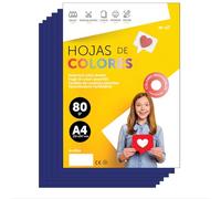 Folios De Colores A4 80g Para Impresoras y Manualidades, Papel Surtido Para Niños, Paquete Folios Colores Para Tarjetas, Escuela y Proyectos Creativos · m-office (250h, Azul Oscuro)