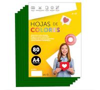 Folios De Colores A4 80g Para Impresoras y Manualidades, Papel Surtido Para Niños, Paquete Folios Colores Para Tarjetas, Escuela y Proyectos Creativos · m-office (100h, Verde Oscuro)