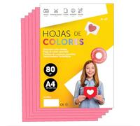 Folios De Colores A4 80g Para Impresoras y Manualidades, Papel Surtido Para Niños, Paquete Folios Colores Para Tarjetas, Escuela y Proyectos Creativos · m-office (100h, Rosa)