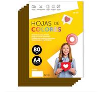 Folios De Colores A4 80g Para Impresoras y Manualidades, Papel Surtido Para Niños, Paquete Folios Colores Para Tarjetas, Escuela y Proyectos Creativos · m-office (50h, Marrón)
