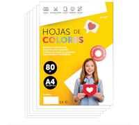 Folios De Colores A4 80g Para Impresoras y Manualidades, Papel Surtido Para Niños, Paquete Folios Colores Para Tarjetas, Escuela y Proyectos Creativos · m-office (100h, Blanco)