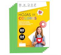 Folios De Colores A4 80g Para Impresoras y Manualidades, Papel Surtido Para Niños, Paquete Folios Colores Para Tarjetas, Escuela y Proyectos Creativos · m-office (100h, Verde)