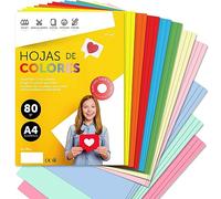 Folios de colores A4, Papel colorido 80gr ideal para hacer Manualidades, de Colores para Imprimir tus Documentos y Diseños Creativos, Folios A4 · m-office (250h, Surtido Fuerte+Pastel)