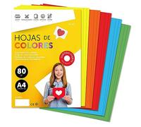 Folios de colores A4, Papel colorido 80gr ideal para hacer Manualidades y Decoraciones, de Colores para Imprimir tus Documentos y Diseños Creativos, Folios A4 · m-office (100h, Surtido Fuerte)
