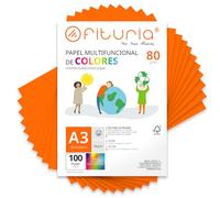 Folios de Colores, Pack 100 Hojas A4 80gr - Papel de Colores para Manualidades, Impresora, Scrapbooking - Folios Colores - Ideal Origami, Papiroflexia, Oficina y Escuela (Naranja, 100h)