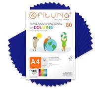 Folios de Colores, Pack 100 Hojas A4 80gr - Papel de Colores para Manualidades, Impresora, Scrapbooking - Folios Colores - Ideal Origami, Papiroflexia, Oficina y Escuela (Azul Oscuro, 100h)