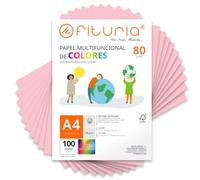 Folios de Colores, Pack 100 Hojas A4 80gr - Papel de Colores para Manualidades, Impresora, Scrapbooking - Folios Colores - Ideal Origami, Papiroflexia, Oficina y Escuela (Rosa Claro, 100h)