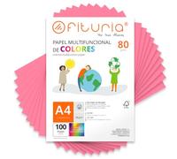 Folios de Colores, Pack 100 Hojas A4 80gr - Papel de Colores para Manualidades, Impresora, Scrapbooking - Folios Colores - Ideal Origami, Papiroflexia, Oficina y Escuela (Rosa, 100h)