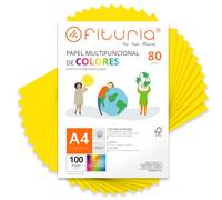 Folios de Colores, Pack 100 Hojas A4 80gr - Papel de Colores para Manualidades, Impresora, Scrapbooking - Folios Colores - Ideal Origami, Papiroflexia, Oficina y Escuela (Amarillo Fuerte, 100h)