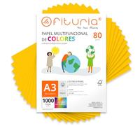 Folios de Colores, Pack 1000 Hojas A3 80gr - Papel de Colores para Manualidades, Impresora, Scrapbooking - Folios Colores - Ideal Origami, Papiroflexia, Oficina y Escuela (Oro, 1000h)