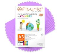 Folios de Colores, Pack 1000 Hojas A3 80gr - Papel de Colores para Manualidades, Impresora, Scrapbooking - Folios Colores - Ideal Origami, Papiroflexia, Oficina y Escuela (Lila, 1000h)