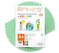 Folios de Colores, Pack 250 Hojas A4 80gr - Papel de Colores para Manualidades, Impresora, Scrapbooking - Folios Colores - Ideal Origami, Papiroflexia, Oficina y Escuela (Verde Claro, 250h)