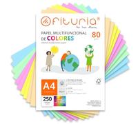 Folios de Colores, Pack 250 Hojas A4 80gr - Papel de Colores para Manualidades, Impresora, Scrapbooking - Folios Colores - Ideal Origami, Papiroflexia, Oficina y Escuela (Surtido Pastel, 250h)