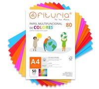 Folios de Colores, Pack 50 Hojas A4 80gr - Papel de Colores para Manualidades, Impresora, Scrapbooking - Folios Colores - Ideal Origami, Papiroflexia, Oficina y Escuela (Surtido Fuerte, 50h)