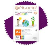 Folios de Colores, Pack 500 Hojas A4 80gr - Papel de Colores para Manualidades, Impresora, Scrapbooking - Folios Colores - Ideal Origami, Papiroflexia, Oficina y Escuela (Morado, 500h)