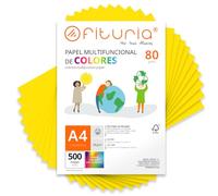 Folios de Colores, Pack 500 Hojas A4 80gr - Papel de Colores para Manualidades, Impresora, Scrapbooking - Folios Colores - Ideal Origami, Papiroflexia, Oficina y Escuela (Amarillo Fuerte, 500h)