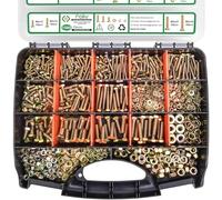 Foliv Surtido de 1580 pernos métricos, kit surtido de tuercas y pernos M4, M5, M6, M8, aleación de acero de grado 8.8 con chapado en zinc amarillo, longitud de 12-30 mm