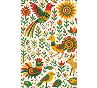 Folk Art Birds: Colorful notebook with folkloric bird patterns and floral accents.