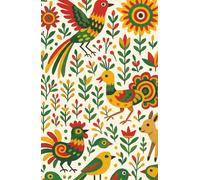 Folk Art Birds: Colorful notebook with folkloric bird patterns and floral accents.