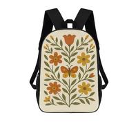 Folk Art Butterfly And Floral Scandinavian Mochila Escolar, Mochila De Viaje, Mochila Universitaria, Mochilas Para El Campus, Actividades Al Aire Libre, Viajes Y Deportes 17inch