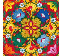Folk Art Floral Notebook: 8.5x8.5 Blank Sketchbook with Vibrant Embroidered Double Cover Design - 200 White Pages
