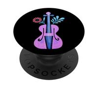 Folk Art Floral Violín Lila Púrpura Música PopSockets PopGrip Adhesivo