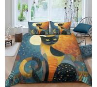 Folk Art illust Funda de Edredón Microfibra 3 Piezas Compuesto Impresión 3D Cierre de Folk Arte ilustración Funda Edredon Fundas de Almohada Suave Antialérgica for jóvenes Double（200x200cm）