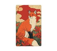 Folk Art - Placa de pared con diseño de zorro japonés, diseño de hojas de arce japonés, 1 banda, para cocina, baño, 11,4 x 7 cm