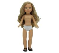 Folk Artesanía Muñeca colección Simona Original Desnuda de 40 cm edición Limitada 100% Vinilo. Pelo Ondulado Largo. Fabricada en España (Rubia Ojos Azules)