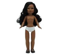 Folk Artesanía Muñeca colección Simona Original Desnuda Negra mulata Pelo Largo de 40 cm edición Limitada 100% Vinilo. Fabricada en España