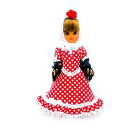 Folk Artesanía Muñeca Regional colección 35 cm Vestido típico Chulapa Madrileña Madrid España, Nueva y Original. (Rojo Lunar Blanco)