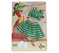 Folk Artesanía Set Ropa, Vestido Falda y Top Tirantes para muñecas colección Sintra, Simona Mari's, Pepa's o Naia de Vidal Rojas Dolls. Fabricado en España.