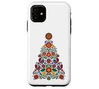 Folk Christmas Tree Birds Bell Floral Polish Holiday Carcasa para iPhone 11