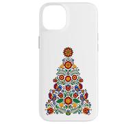 Folk Christmas Tree Birds Bell Floral Polish Holiday Carcasa para iPhone 14 Plus