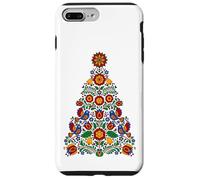 Folk Christmas Tree Birds Bell Floral Polish Holiday Carcasa para iPhone 7 Plus/8 Plus