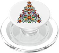 Folk Christmas Tree Birds Bell Floral Polish Holiday PopSockets PopGrip para MagSafe