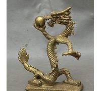 Folk Collectables Fengshui Cobre Brass Año Dragon Play Ball Statue Figurine Figurine/Regalos/Oficina/Ornamento/Artesanía/Decoraciones para el hogar
