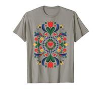 Folk Mandala Corazón Pájaros Flores Arte Polaco Camiseta