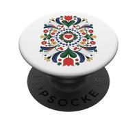 Folk Mandala Corazón Pájaros Flores Arte Polaco PopSockets PopGrip Adhesivo