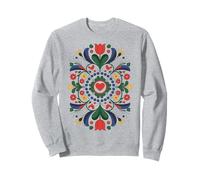 Folk Mandala Corazón Pájaros Flores Arte Polaco Sudadera